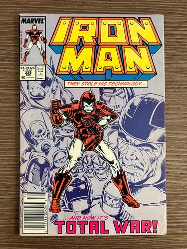 Iron man 225 1987 vf - iron, fn/vf